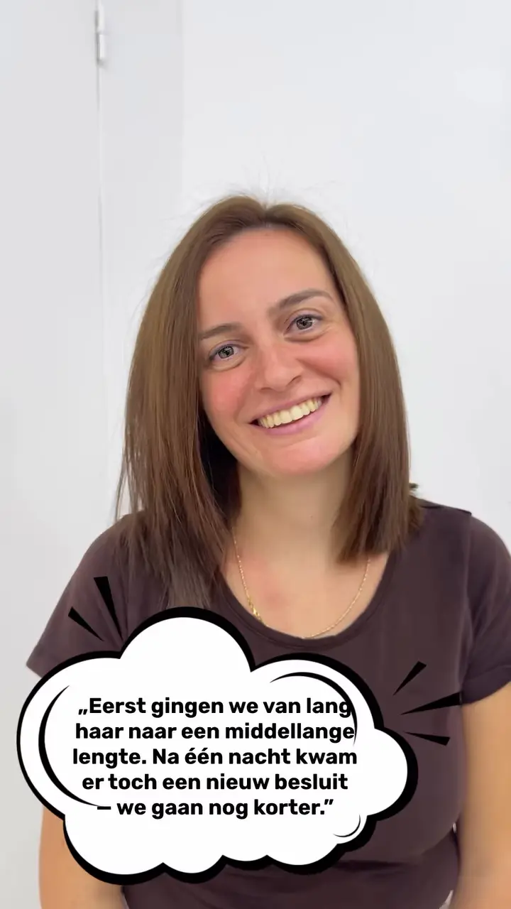 Het korte kapsel na de kapseltransformatie bij Sofia.